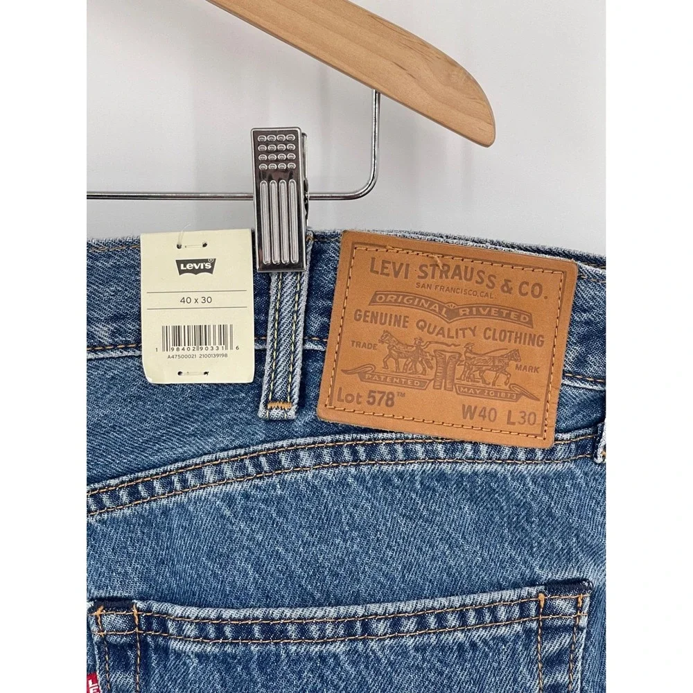 Levis Premium 578 Baggy Jeans 40x30 Blue Med Wash Wide Leg 90s Style See Notes